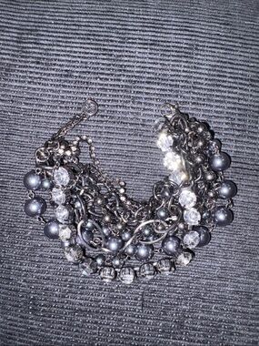 Unbranded Statement Bracelet Womens OS Gray Good Multi-Strand Pearl Crystal